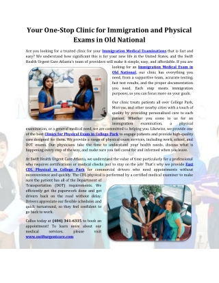 Your One-Stop Clinic for Immigration and Physical Exams in Old National