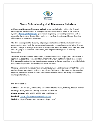 Neuro Ophthalmologist Treatment