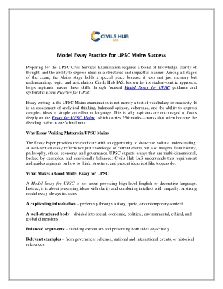 Model Essay Practice for UPSC Mains Success