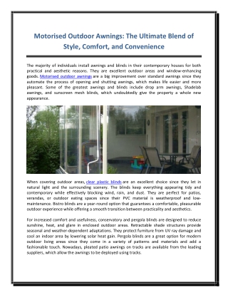 Motorised Outdoor Awnings The Ultimate Blend of Style Comfort and Convenience