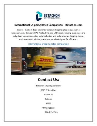 International Shipping Rates Comparison | Betachon.com