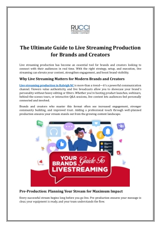 The Ultimate Guide to Live Streaming Production for Brands and Creators