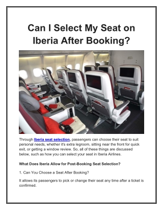 Iberia seat selection -  1-833-543-2021