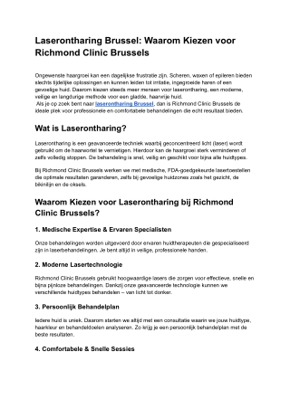 Laserontharing Brussel: Waarom Kiezen voor  Richmond Clinic Brussels
