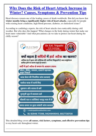 Why Does the Risk of Heart Attack Increase in Winter