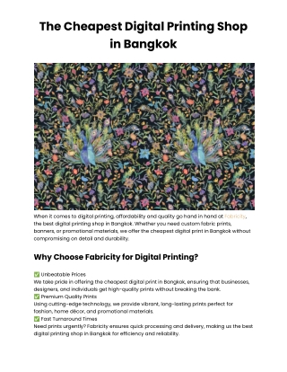 The Cheapest Digital Printing Shop in Bangkok