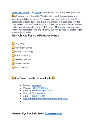 How to Choose the Best Sumsub KYC For Sale Provider