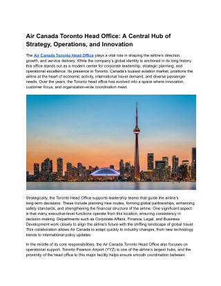 Air Canada Toronto Head Office_ A Central Hub of Strategy, Operations, and Innovation