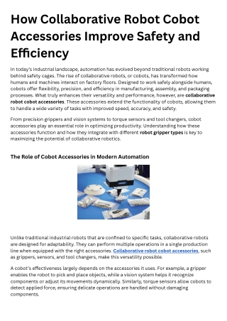 How Collaborative Robot Cobot Accessories Improve Safety and Efficiency