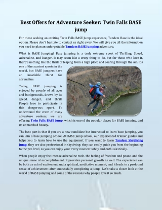 Best Offers for Adventure Seeker Twin Falls BASE jump