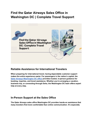 Find the Qatar Airways Sales Office in Washington DC _ Complete Travel Support