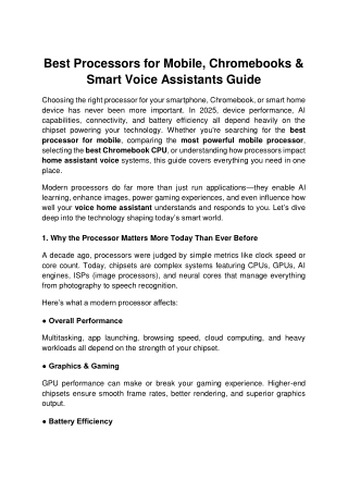 Best Processors for Mobile, Chromebooks & Smart Voice Assistants Guide
