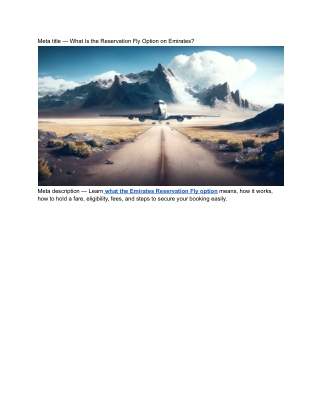 What Is the Reservation Fly Option on Emirates?