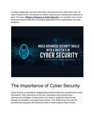 Build Advanced Security Skills with a Master’s in Cyber Security