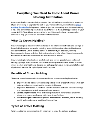 Professional Crown Molding Services for Dallas Homes