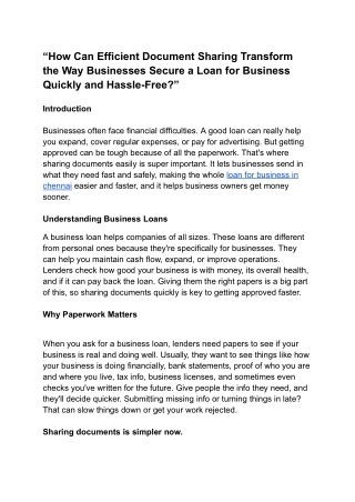 “How Can Efficient Document Sharing Transform the Way Businesses Secure a Loan for Business Quickly and Hassle-Free (1)