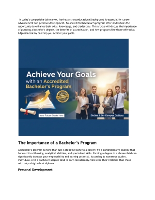 Achieve Your Goals with an Accredited Bachelor’s Program