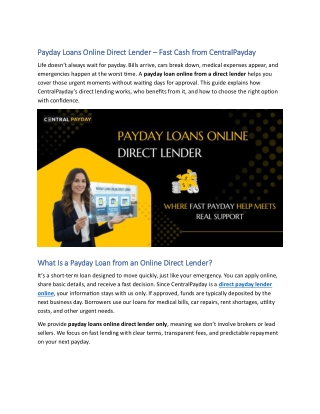Payday Loans Online Direct Lender.