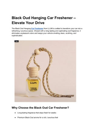 Black Oud Hanging Car Freshener