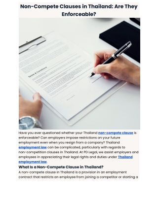 Non-Compete Clauses in Thailand: Are They Enforceable?