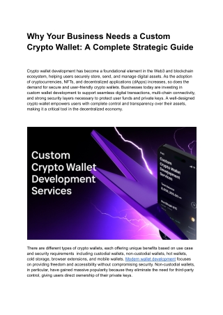 Why Your Business Needs a Custom Crypto Wallet  A Complete Strategic Guide