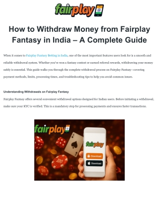 How to Withdraw Money from Fairplay Fantasy in India – A Complete Guide