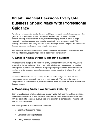 Smart Financial Decisions Every UAE Business Should Make With Professional Guidance