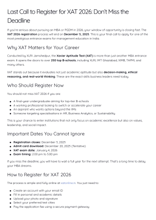 Last Call to Register for XAT 2026: Don’t Miss the December 5 Deadline