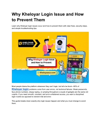 Why Kheloyar Login Issue and How to Prevent Them