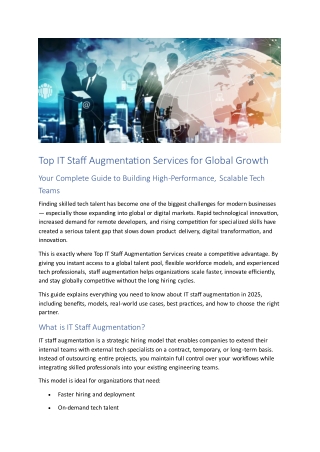 Top IT Staff Augmentation Services for Global Growth