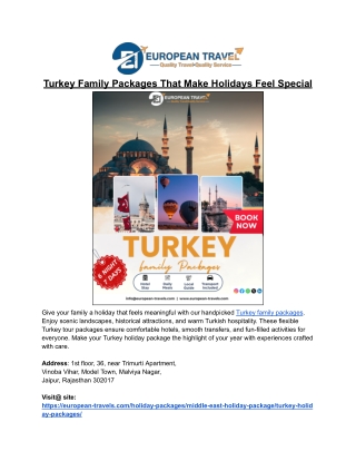 Turkey Family Packages Crafted for Stress-Free Adventures