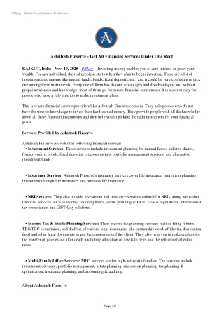 Ashutosh Finserve - Get All Financial Services Under One Roof