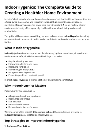 IndoorHygenics The Complete Guide to Creating a Healthier Home Environment