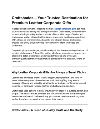 Craftshades – Your Trusted Destination for Premium Leather Corporate Gift