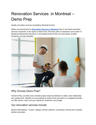 Renovation Services in Montreal – Demo Prep
