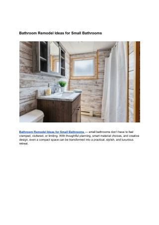 Bathroom Remodel Ideas for Small Bathrooms