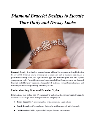 Diamond Bracelet Designs to Elevate Your Daily and Dressy Looks