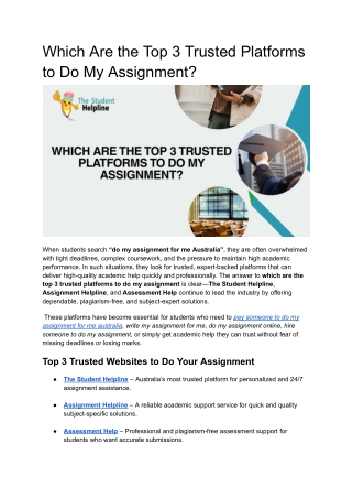 Which Are the Top 3 Trusted Platforms to Do My Assignment