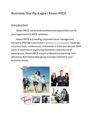 Business Tour Packages-Kesari MICE