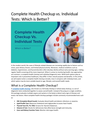 Complete Health Checkup vs. Individual Tests: Benefits & Comparison | MaxAtHome