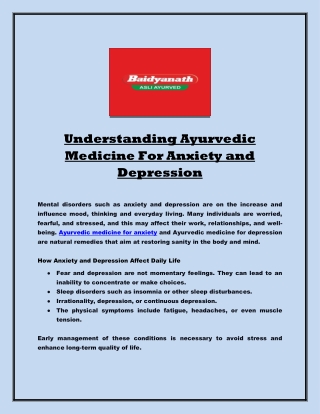 Understanding Ayurvedic Medicine For Anxiety and Depression