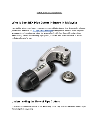 Who Is Best REX Pipe Cutter Industry in Malaysia