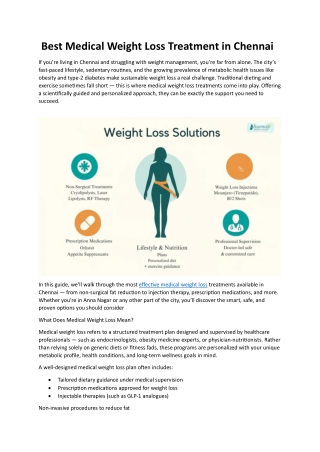 Best Medical Weight Loss Treatment in Chennai