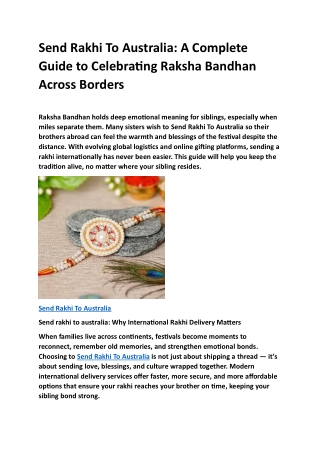 Send Rakhi To Australia