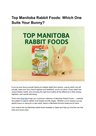 Top Manitoba Rabbit Foods - Which One Suits Your Bunny?