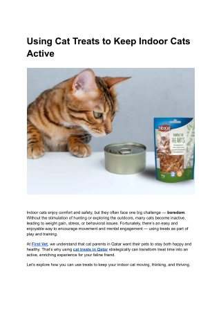Using Treats to Keep Indoor Cats Active