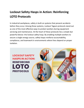 Lockout Safety Hasps in Action Reinforcing LOTO Protocols