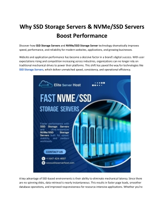 Why SSD Storage Servers & NVMe_SSD Servers Boost Performance