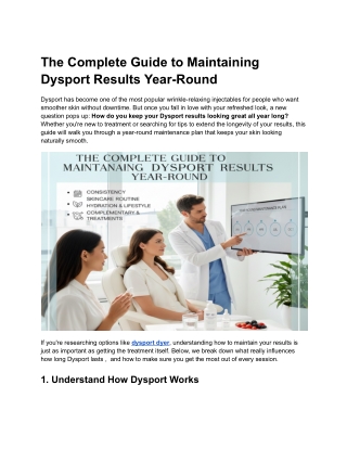 The Complete Guide to Maintaining Dysport Results Year-Round
