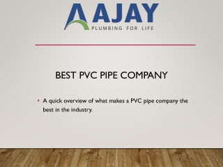 Best PVC Pipe Company